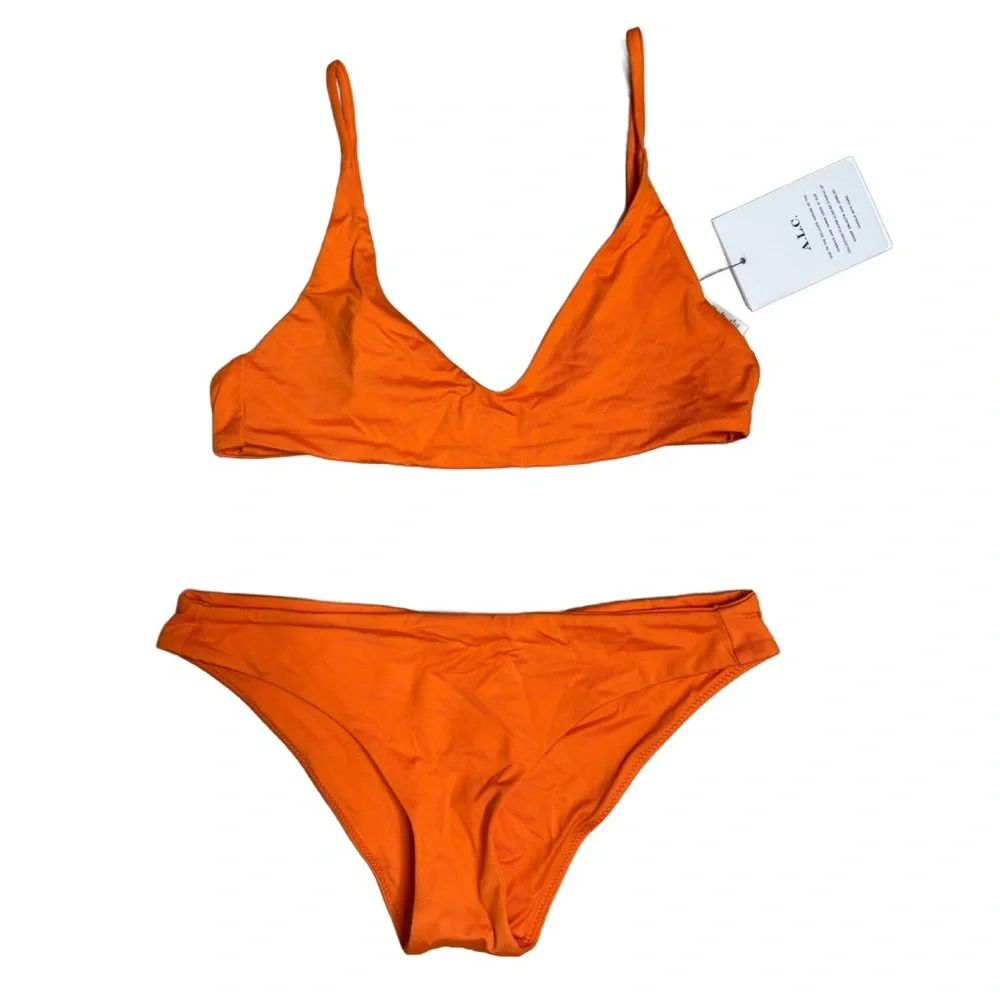 A.L.C. Women's‎ Cleo Scoop Bikini Top Solid Orange Size M